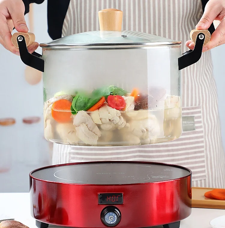 High borosilicate transparent binaural glass soup pot household glass electric pottery stove stewing soup pot