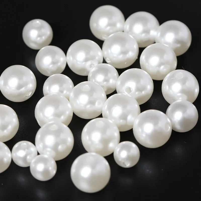 Factory Wholesale 1.5mm-20mm Solid Round ABS Plastic Pearl Beads White Imitation Pearl
