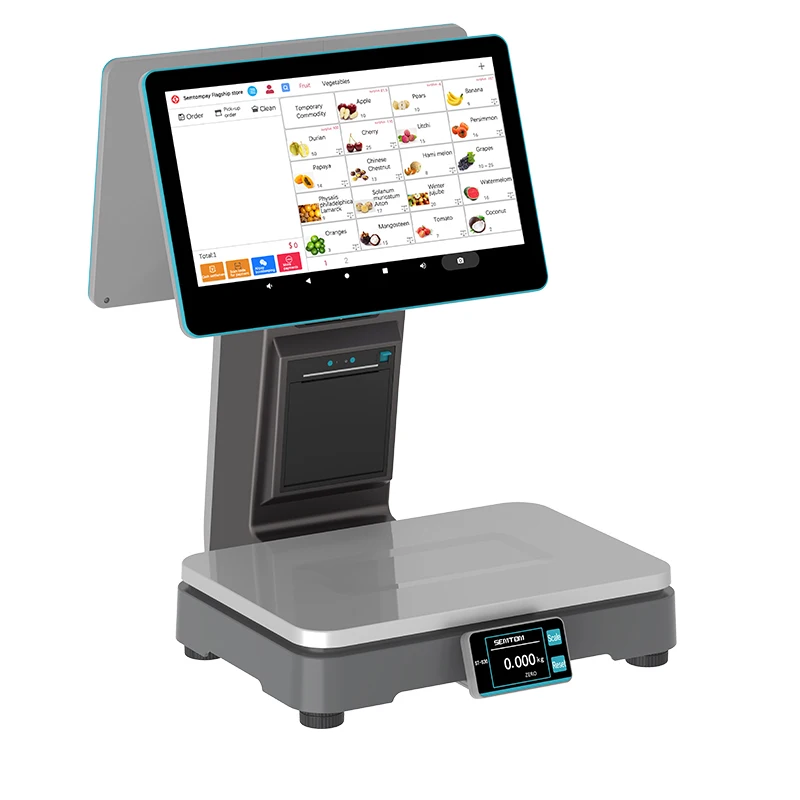 Touch screen integrated checkout weighing scale Touch cash register double screen Android checkout scale