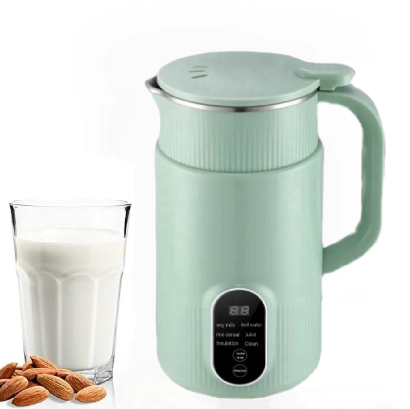 Automatic Soybean Milk Machine 8 Modes Green-Delayed Start Heat Preservation Boiling Water Features Homemade Almonds Oats Milk