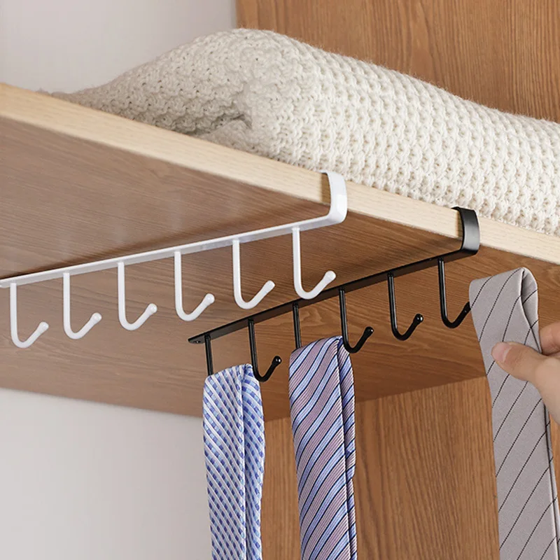 Kitchen hook Iron cabinet storage rack Multi-functional row hook wardrobe organizer Kitchen traceless cabinet hook