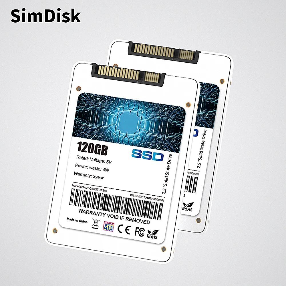 SimDisk 2.5 inch Sata III Hard Disk White Plastic SSD 256GB 64GB 120GB 480GB 512GB 1TB Disco Duro SSD 240 GB for Server Desktop