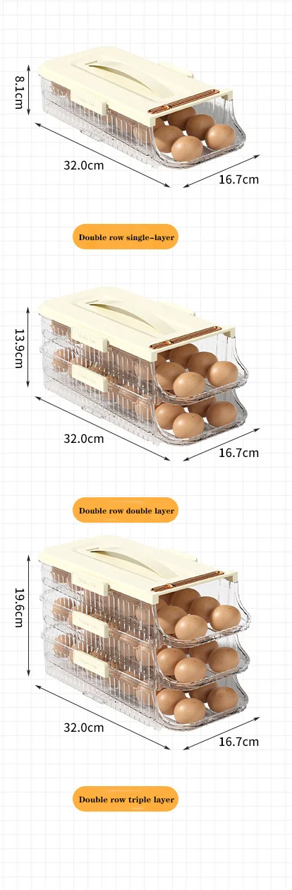 Dual Layer Automatic Egg Roller for Refrigerator Modern Design Side Door Egg Storage Box with Premium Slide Efficient Storage