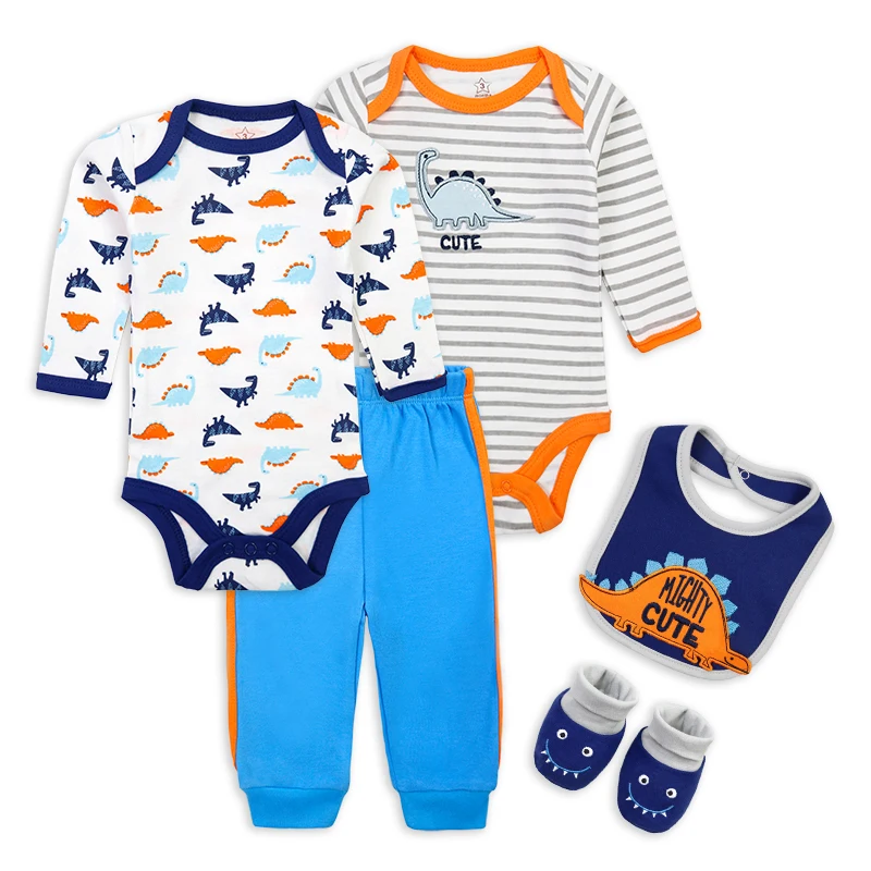 New Fashion 100% Cotton Embroidered Baby Clothes Long Sleeve Baby Boy Clothing Set