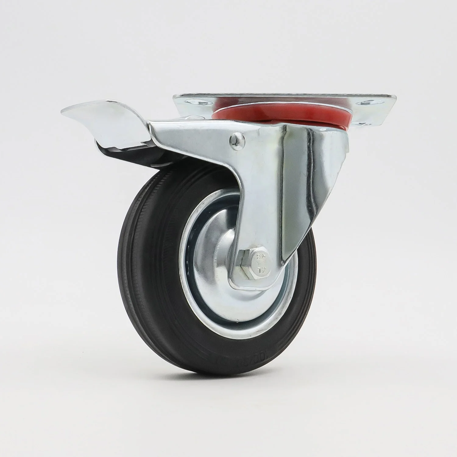 3 4 5 6 8 10 Inch Zinc Plated Black Solid Rubber Oil Proof Wheel Castor Rigid Swivel Locking Brake Trolley Cart Garbage Casters