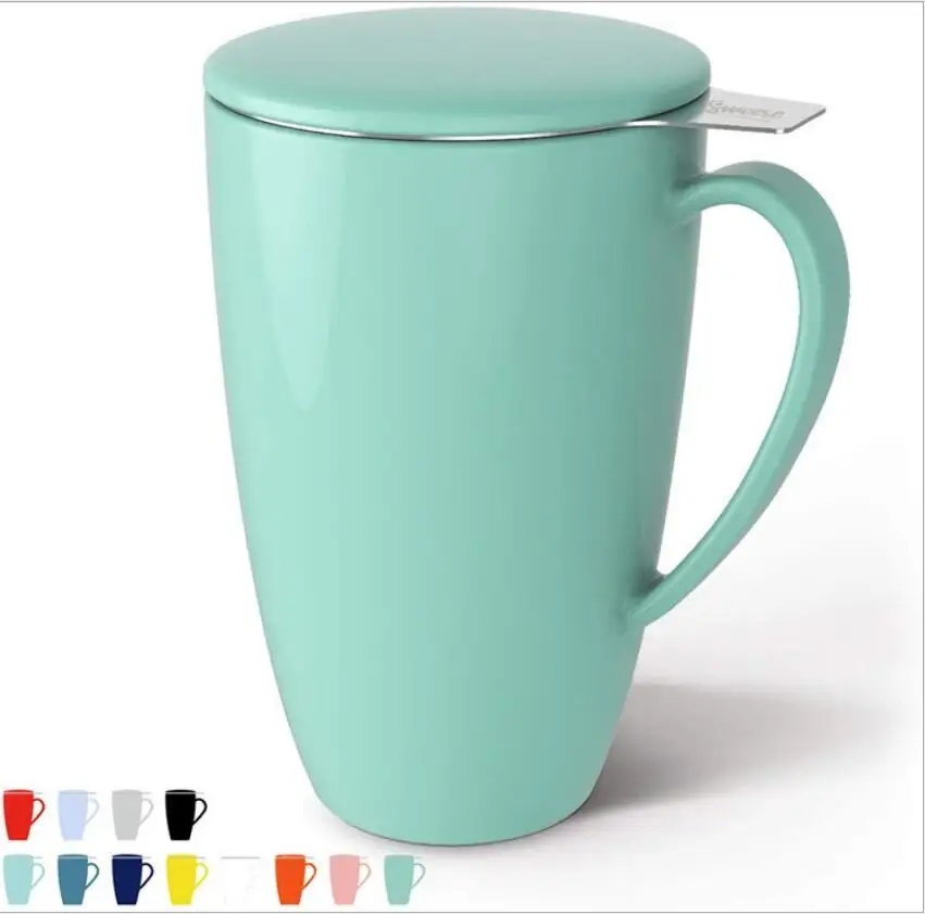 Amazon hot selling item ceramic mug with stainless steel filter tea infuser cups