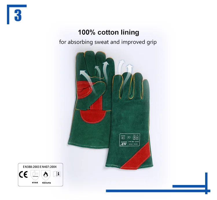 AP-3201 OEM Split cowhide leather gloves for mig welding heavy duty  abrasion heat resistiant welding gloves