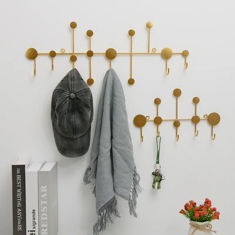 Nordic creative hook door key rack porch wall hanging storage free punching decoration fitting room wall coat rack