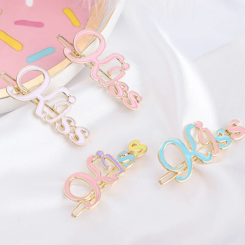 Hesiod Metal Drop Oil Colorful Hairpin Heart-Shaped Five-Pointed Star Letter Hairpin