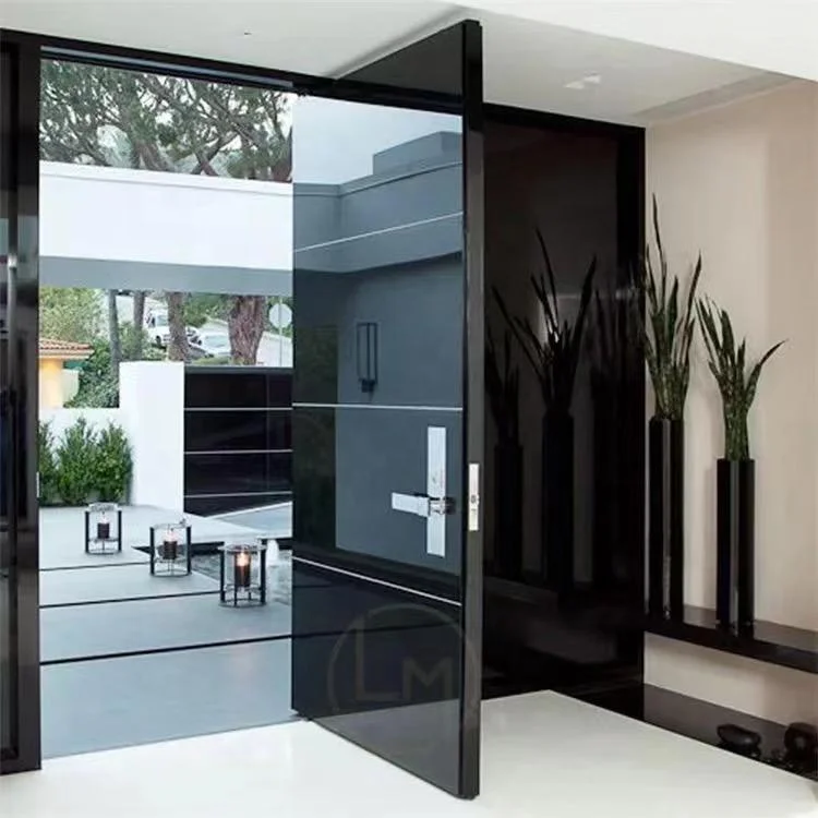Aluminum alloy frame 5+12A+5mm double layer heat insulation tempered frosted glass front door entrance door
