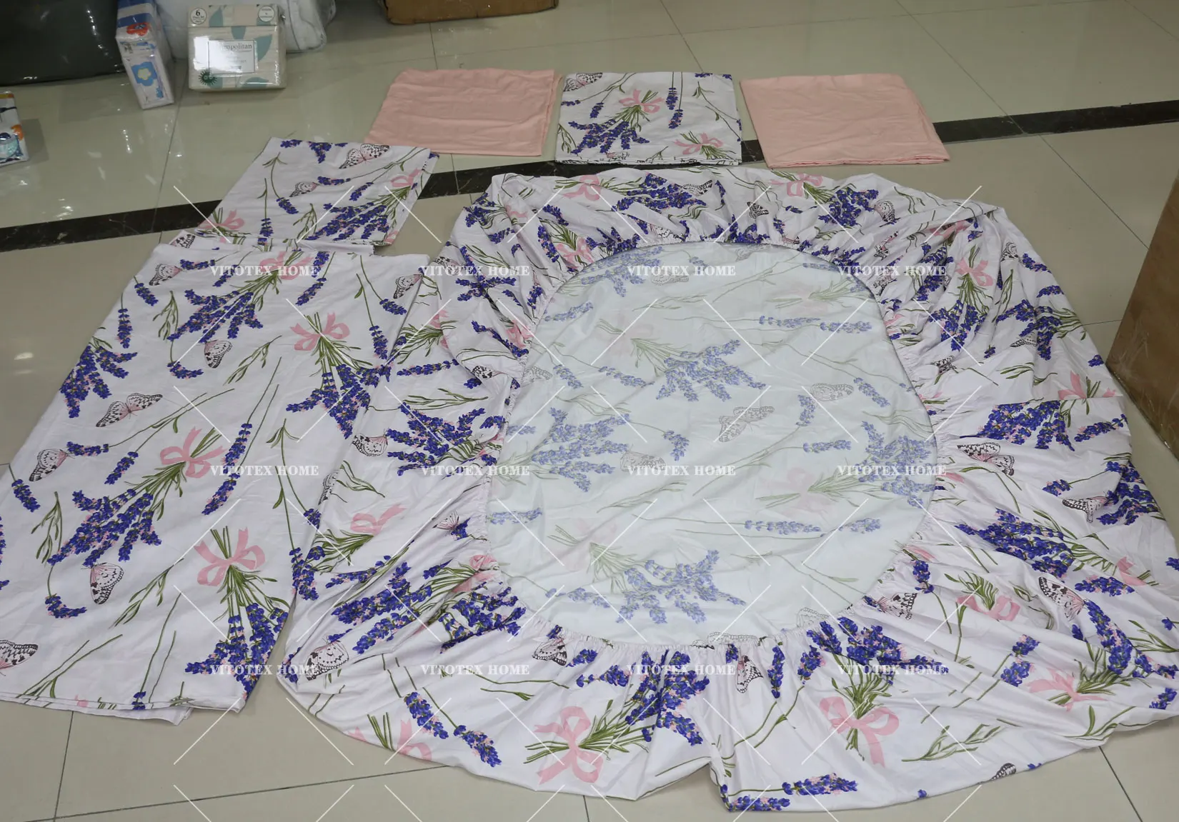 Factory Bed Sheet 6pc Modern Pattern Printed Bedding Sheet Set with 1 Flat & 1 Fitted Sheet with 4 Pillow