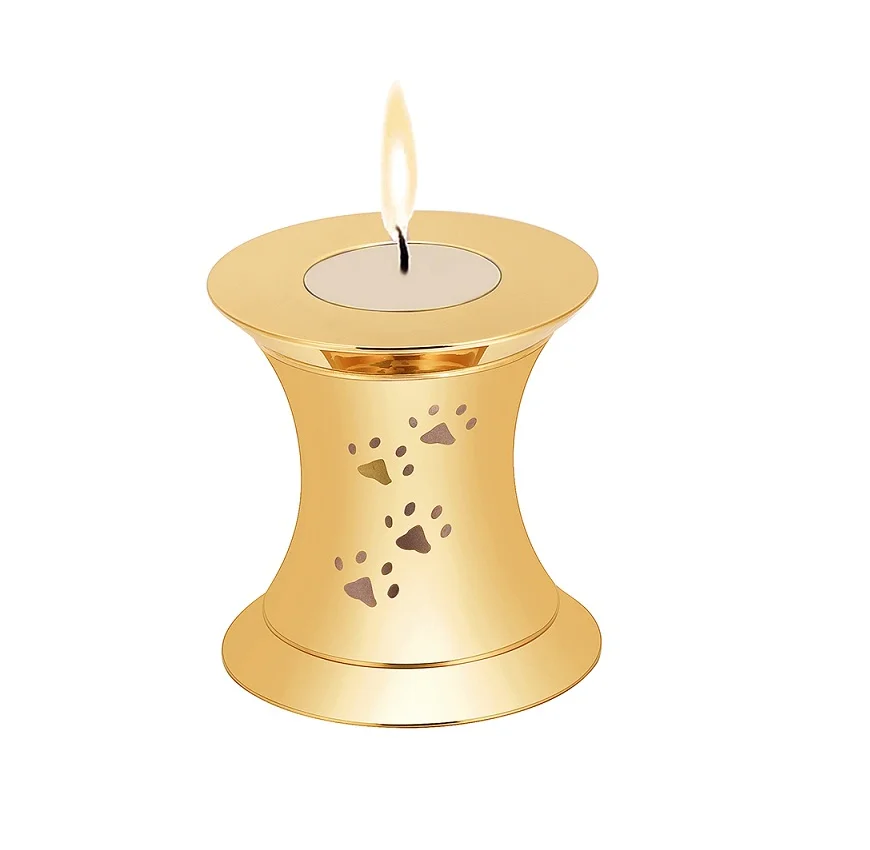 Dog Paw Print Mini Cremation Jewelry for Pet Ashes 316L Stainless Steel Memorial Candle Ashes Locket Keepsake Casket Urns