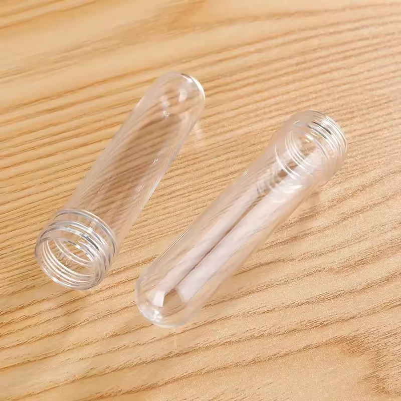 empty food grade 40ml  round shape plastic PET clear packaging tubes metal aluminium screw lids test tubes