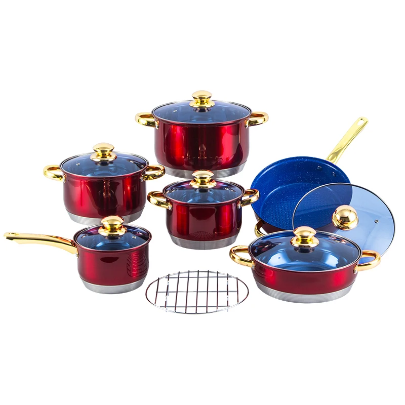 13 pcs Marble Coating Nonstick Fry pan Cookware Stainless Steel Cookware Sets