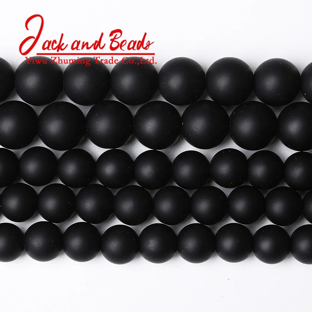 
Natural Stone Dull Polished Black Glass Round Loose Beads 15 Inches For Jewelry Making 