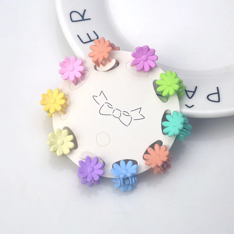 Mengxin cute 10pcs/pack kids baby buy colorful plastic heart mini butterfly flower small mouse ears hair claw clips