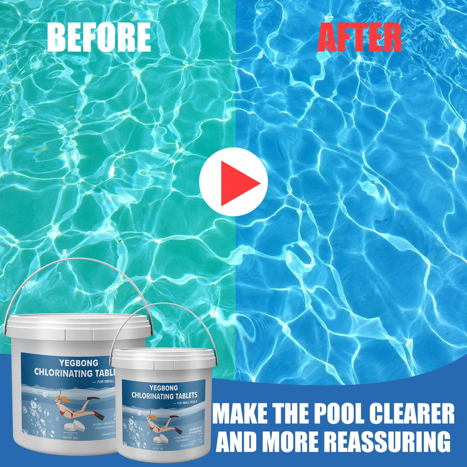 Yegbong Chlorine Tablets Sustainable Dissolve Pool Cleaner Parts Quick Effective Tablet Chlorinator