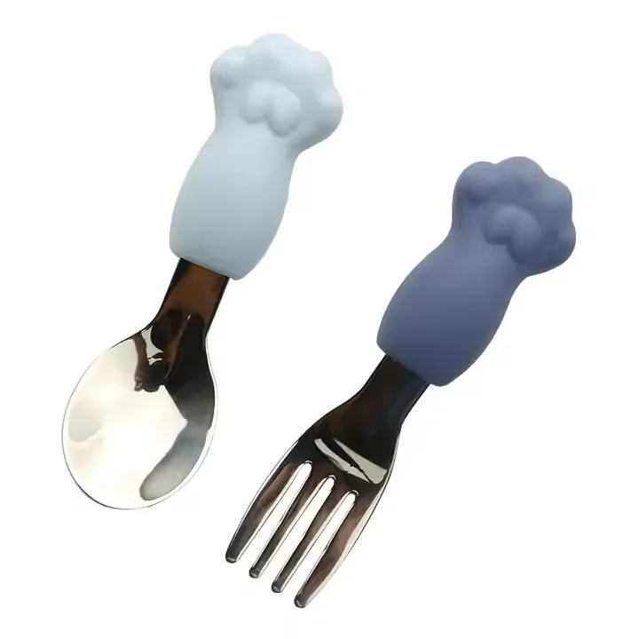 Baby Gadgets Tableware Set Children Utensil Stainless Steel Toddler Dinnerware Cutlery Cartoon Infant Food Feeding Spoon Fork