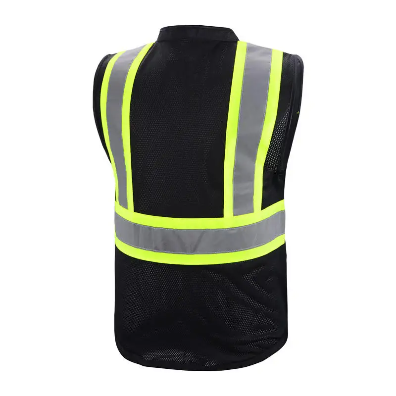 Light Reflection Vest Survival European Safety Level Certification Black High Visibility Reflective Vest
