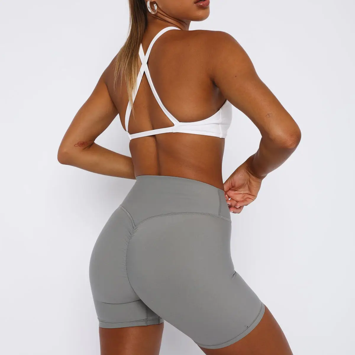 Workout Fitness Custom Soft Sexy Front Twist Sports Bra Soft Elastic Soft Compression Criss-Cross Back Gym Bra