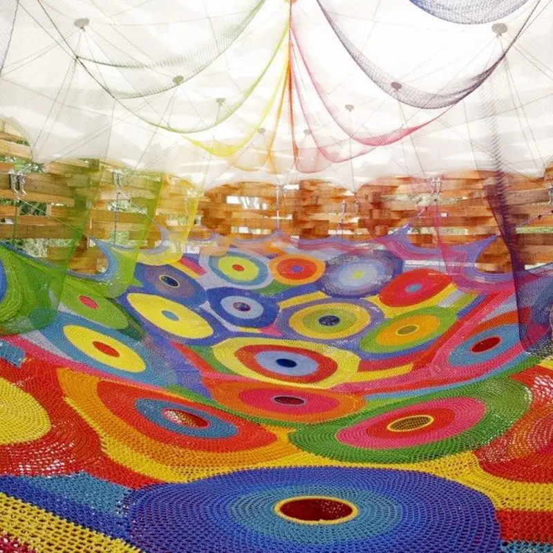 Park Soft Equipment Children Play Ground For Sliding Cargo Climbing Crochet Kids Outdoor Playground Rope Rainbow Net