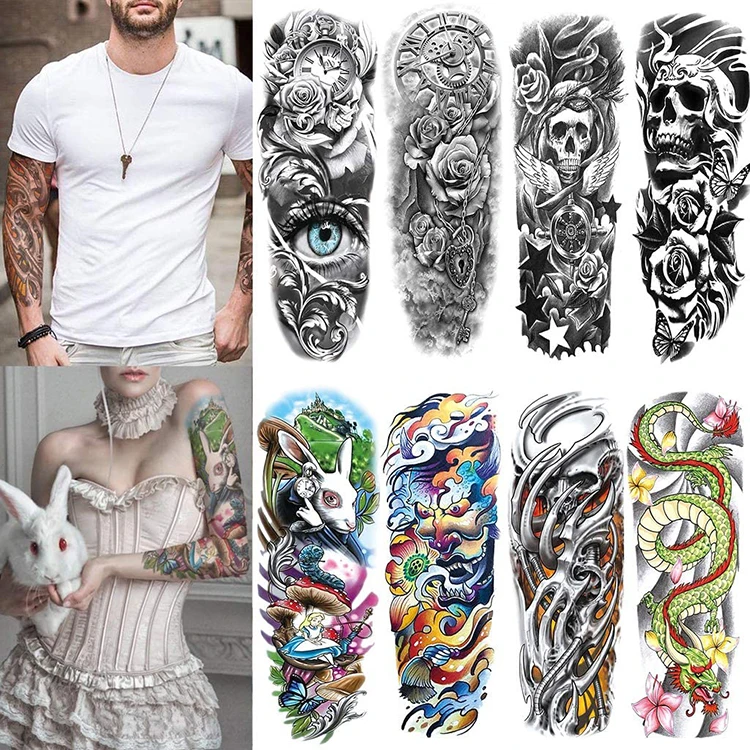 New Design Super Large Size Black Full Arm Sleeve Tattoo