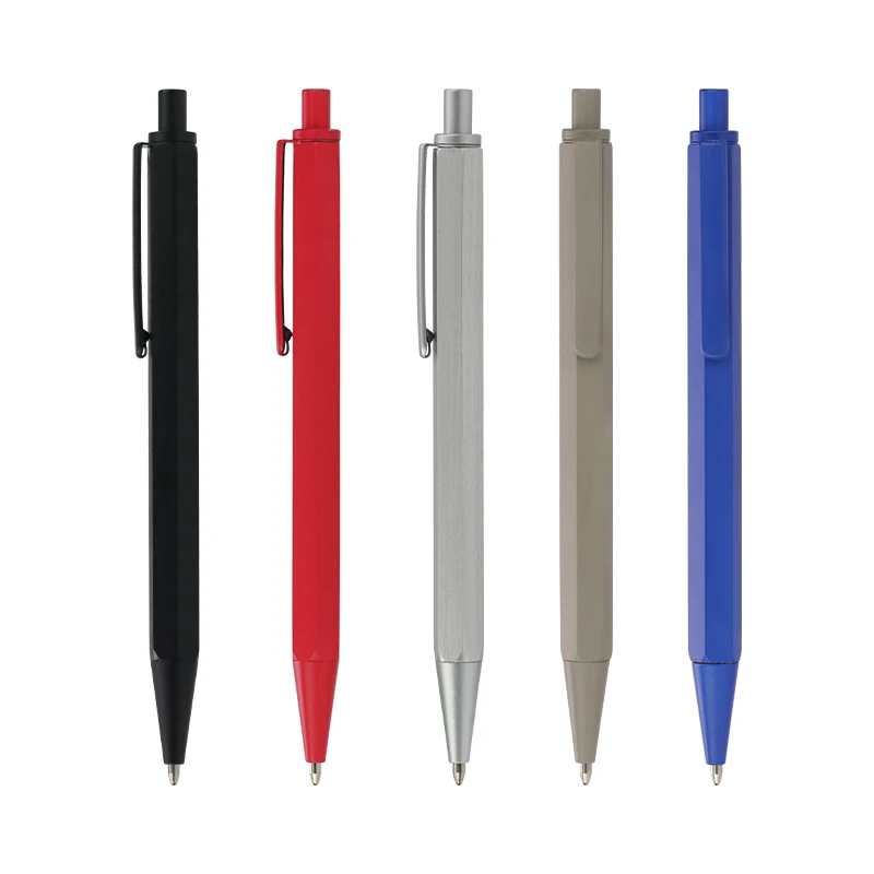 Новый продукт, шестиугольная рекламная шариковая ручка, металлические ручки с логотипом