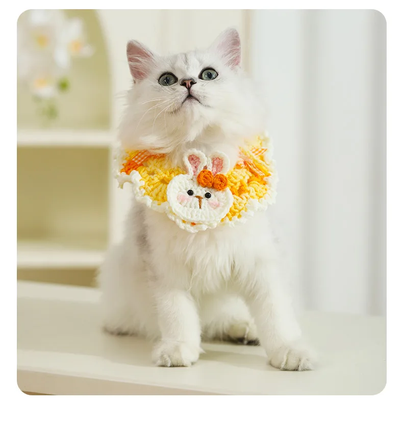 Crochet Lovely Fashion Fancy Knitting Yarn Pet Decorations Cat Dog Scarf Necklace