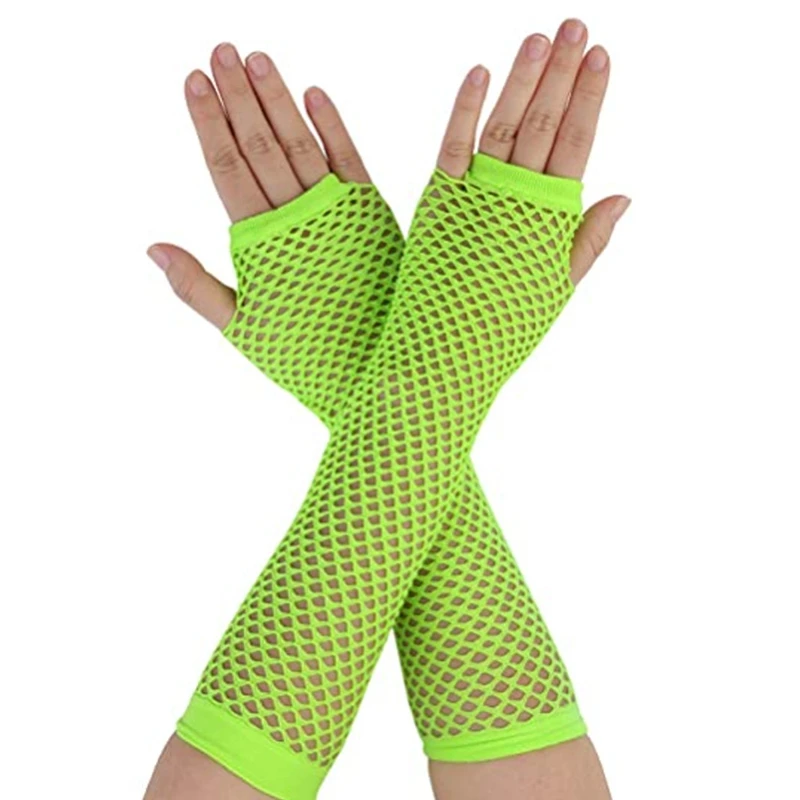Fancy Dress Accessory 1 Pair Black Punk Goth Lady Disco Dance Costume Fingerless Mesh Fishnet Gloves