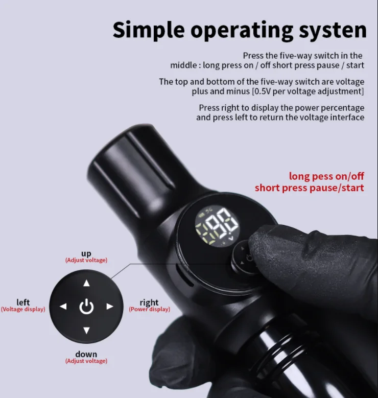 Fast Charge 1500mAh Tattoo Battery RCA Interface Wireless Tattoo Power Supply for Rotary Tattoo Machine