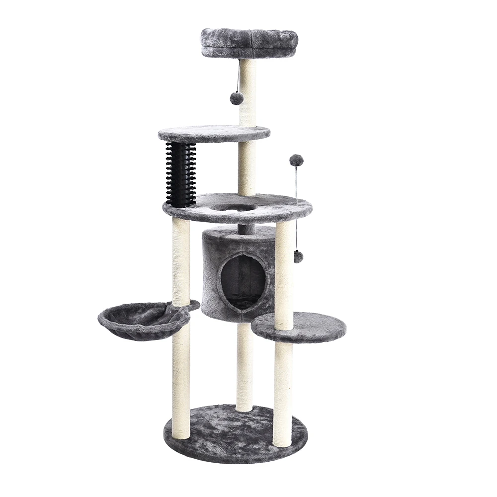 Simple Unique Design Stylish DIY Cat Tower Tree with Plastic Brush