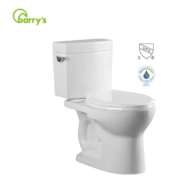Modern design siphonic flushing concealed two-piece UPC toilets seat cover