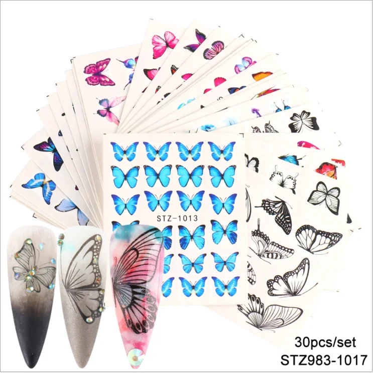 New Arrival Popular Design Butterfly classic watercolor nail foil sticker