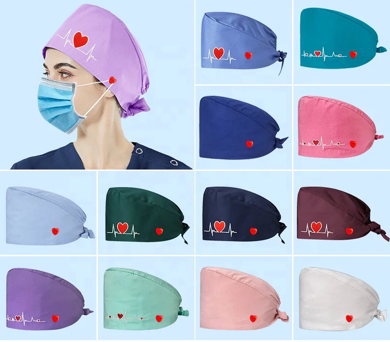 Women Men Unisex Scrubs Hospital Uniforms Medic Scrubs with Cap Nurse Short Sleeve Top Joggers Pants Suit Sets Nurse Fashionable