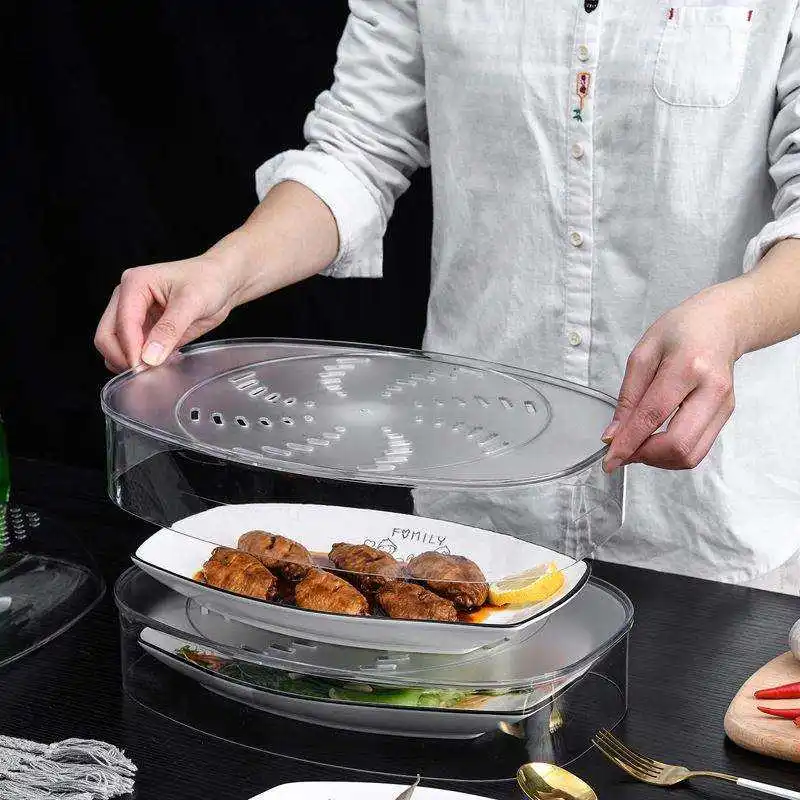 Acrylic Food Dome Cover Multilayer Plastic Storage Covers Food Storage Dish Cover