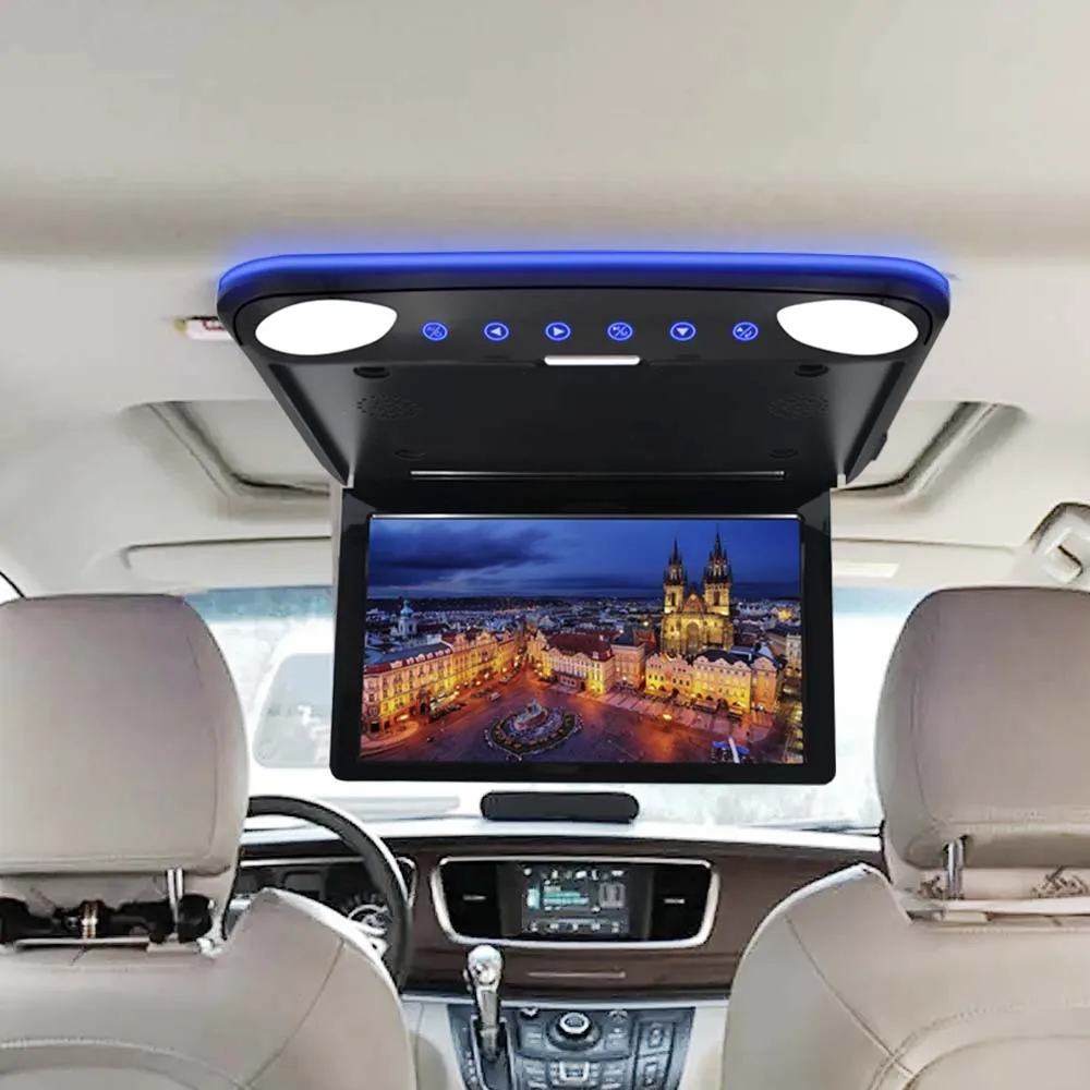 Android 12 Flip Down 11.6 inch IPS HD wide angle Bus car roof mount Ceiling car monitor