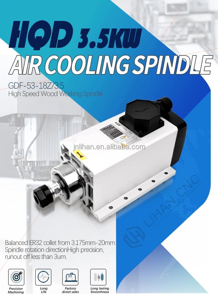 LIhan CNC Spindle GDF46-18Z/3.5 hqd electric spindle motor er25 air cooled spindle for cnc router