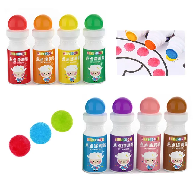 TOP NEW SUPERDOTS Dot markers 6colors art painting kit 18mm tip dab big dots doodle broad line drawing cards easy wash art toy