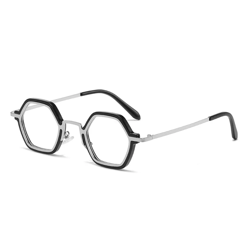 Classic hexagon metal eyeglasses frames men high quality vintage blue light blocking glasses for women custom own logo