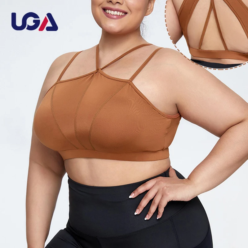 Large Size Custom Logo Fitness Push Up Hollow Out High Impact Athletic Sports Sexy Back Open Yoga Bra