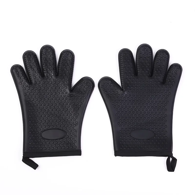 Kitchen Thick Custom Oven Mitts Manufacturer High Heat Resistant Bbq Gloves High Temperature Silicone Microwave Oven Gloves