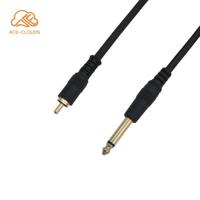 6ft professional high quality Black 1/4 6.35mm mono plug to rca jack Audio video Cable