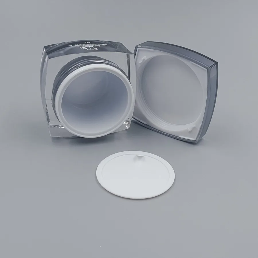 grey square cream jar acrylic packaging containers customizing color cosmetic jar