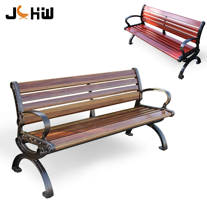 Hot sale metal wooden park bench outdoor garde street bench with cast aluminum leg