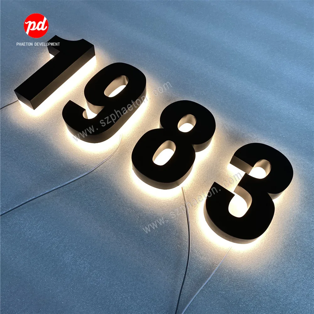 Custom Hollow Out Laser Cutting Metal 3D Illuminated Door Number Plates and Led House Number Sign with Backlit