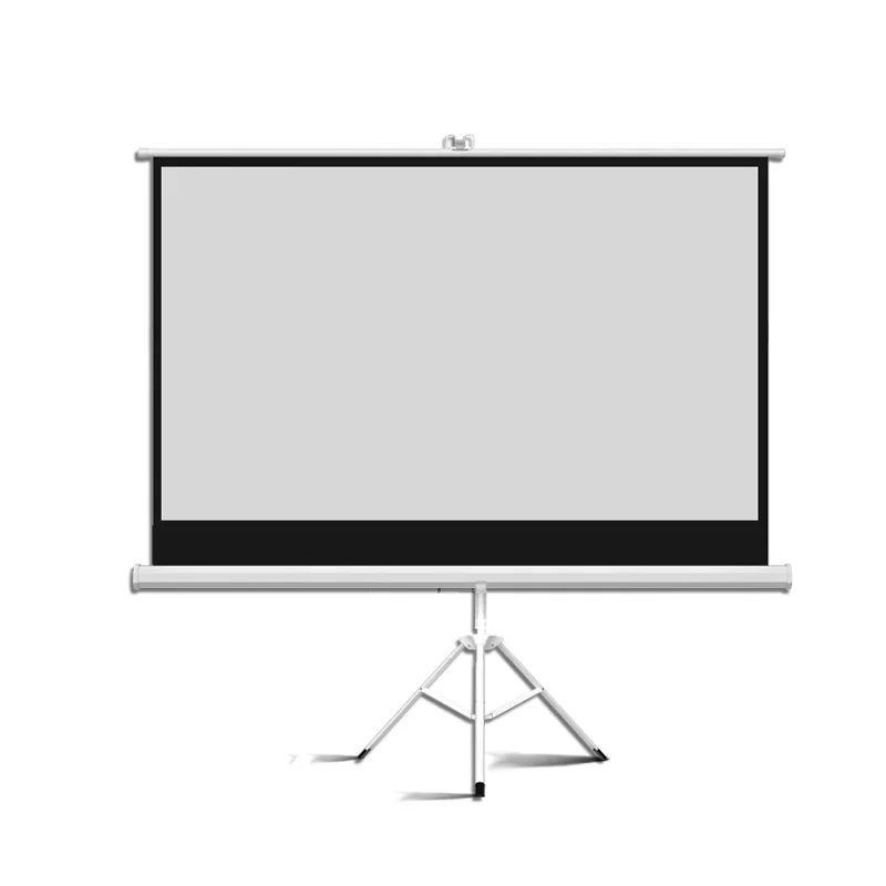 100 Inch 16:9/4:3 Portable Floor Tripod Stand Projector Screen Manual Pull Up Self-locking projection screen  For Office or home
