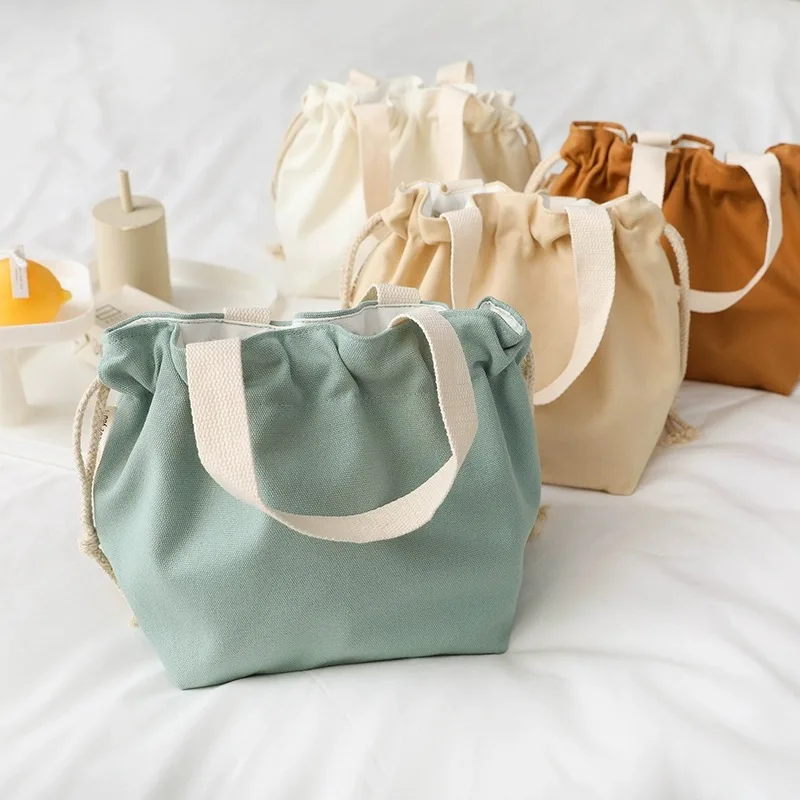 Students Traveler Worker Thickened And Enlarged Oversize Picnic Soft Cooler Cotton Canvas   Lunch Bag bento bowl bag