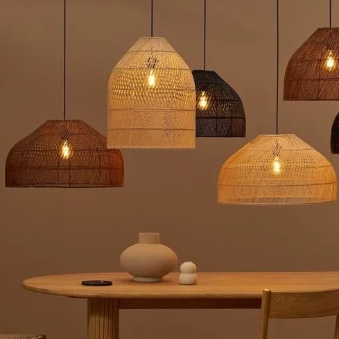 Тканые наволочки из натурального ротанга для светильников домашние бамбуковые люстры домашний декор гостиной азиатские подвесные светильники плетеные стильные