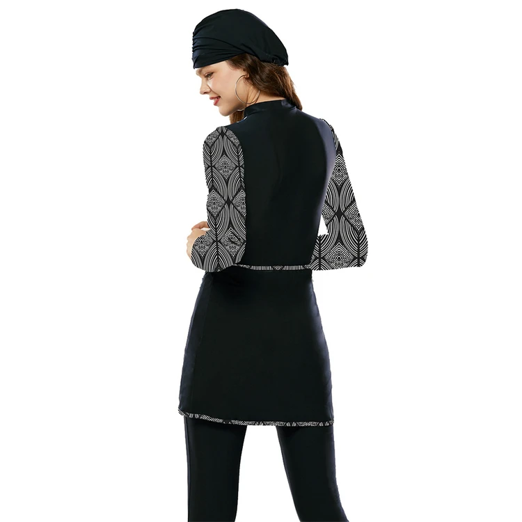 Женский Мусульманский купальник 4 предмета скромный с полным покрытием бикини хиджаб большого размера