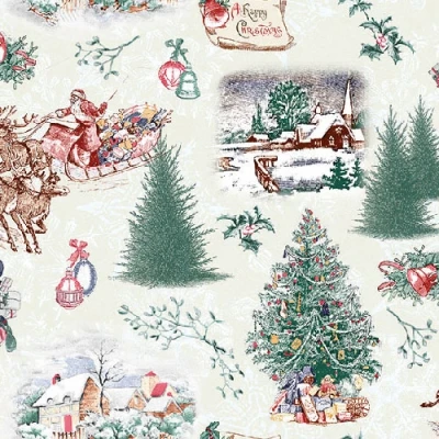 Custom Printed Fancy Christmas Tree Foil Disposable Paper Napkins Serviettes 2-3ply Paper Napkin Unbleached Wood Pulp